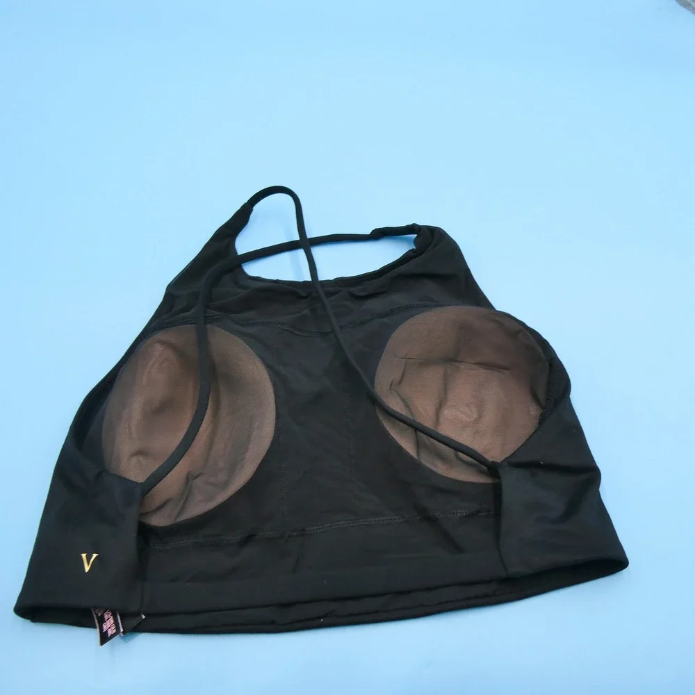 Victoria's Secret‎ Sports Bra Women Large High Neck Cross Back Black Polyester